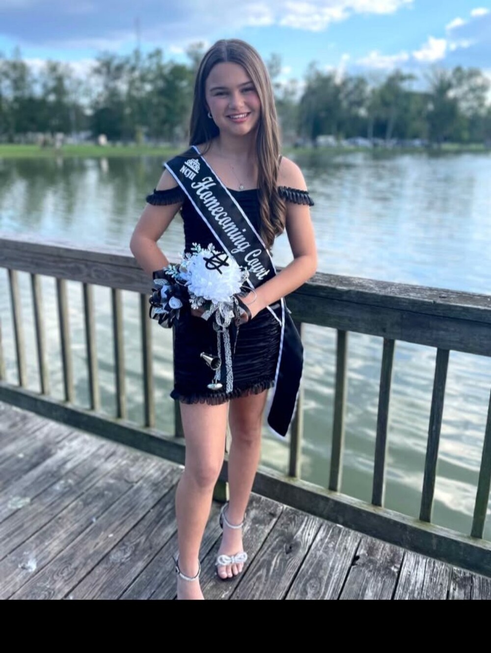 Black Off-Shoulder Ruffled Kids Dress - Homecoming